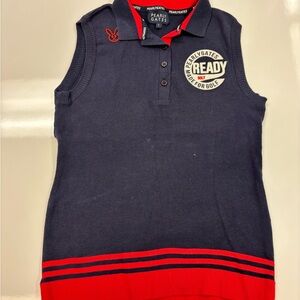 Women's Navy and Red Polo Top